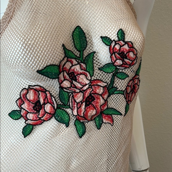 Zara Pink Floral Chemise in Cream Satin - Picture 4 of 5